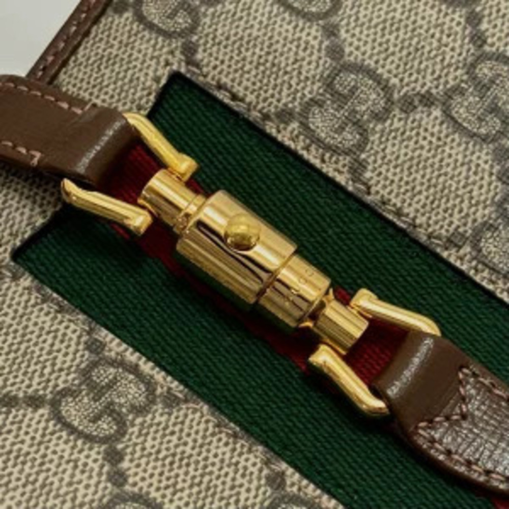 Gucci Jackie GG Supreme Shoulder Bag Leather Brown - Picture 5 of 6